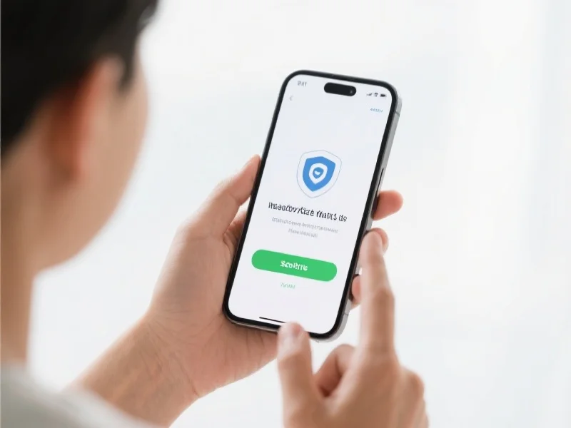 一位用户在手机上激活双重身份验证功能，屏幕显示安全验证成功，背景简洁明亮